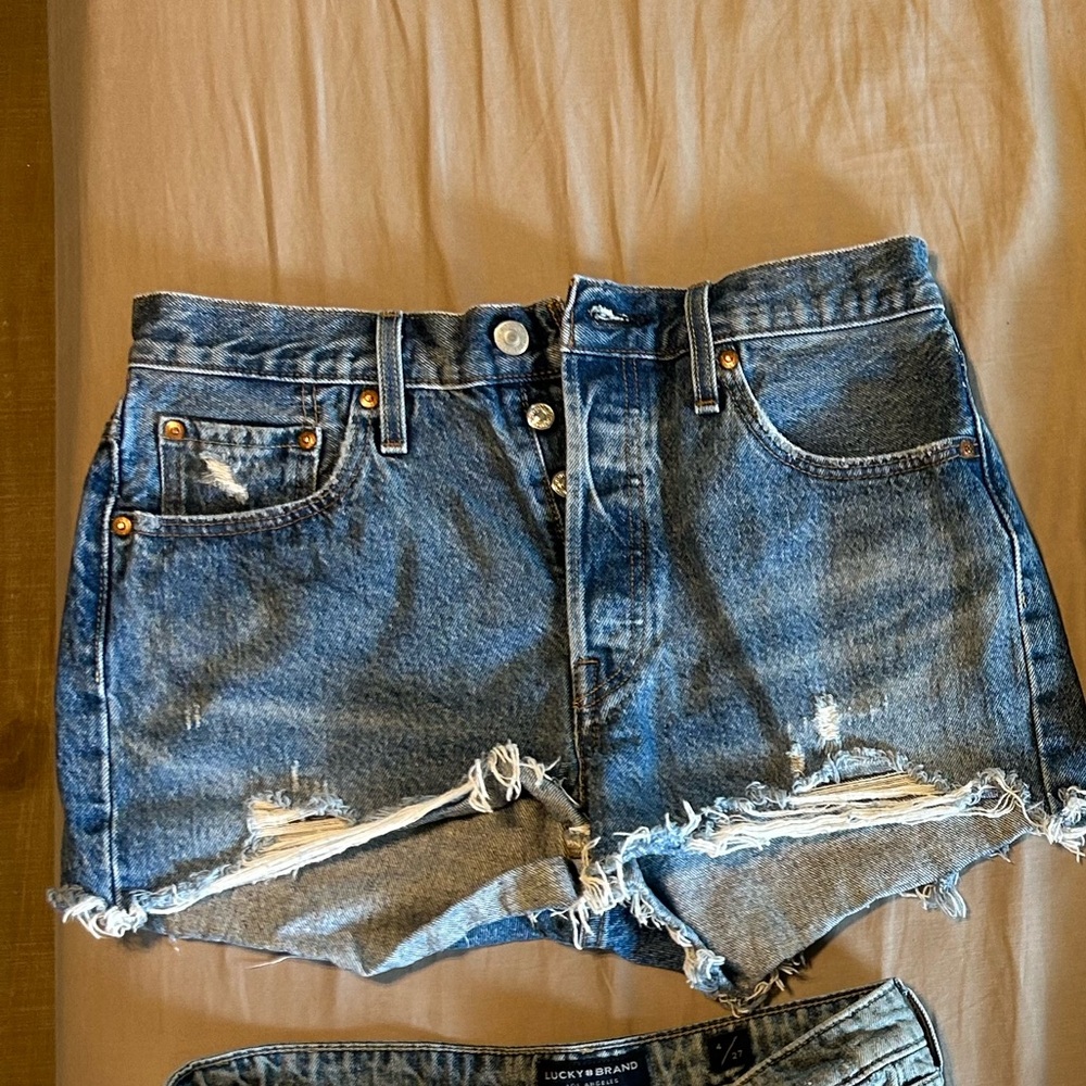 Levi's Blue Distressed Jean Shorts